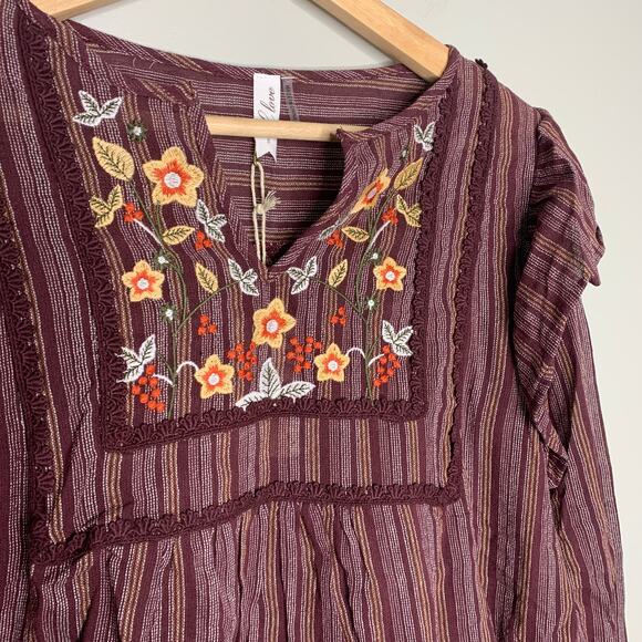 Boho Long Sleeve Top NWT Floral Small - Picture 4 of 8